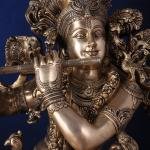 Exquisite Handcrafted Large Lord Krishna Brass Sculpture - 43" Height